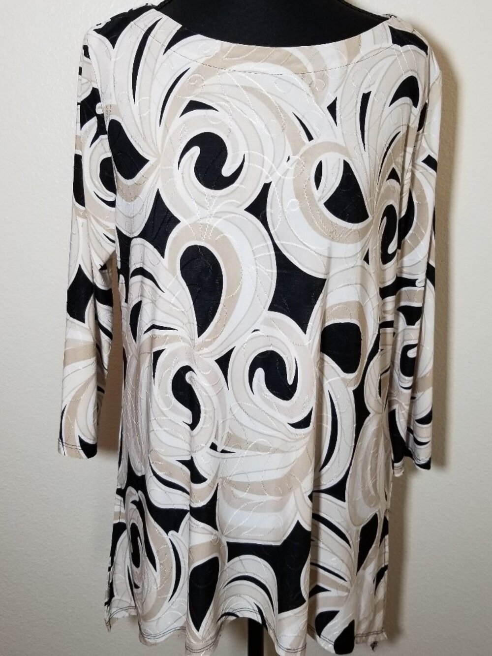 JM Collection Womens P/M 3/4 Sleeve Multicolor Textured Tunic Retro City Office
